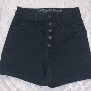 AE black denim shorts